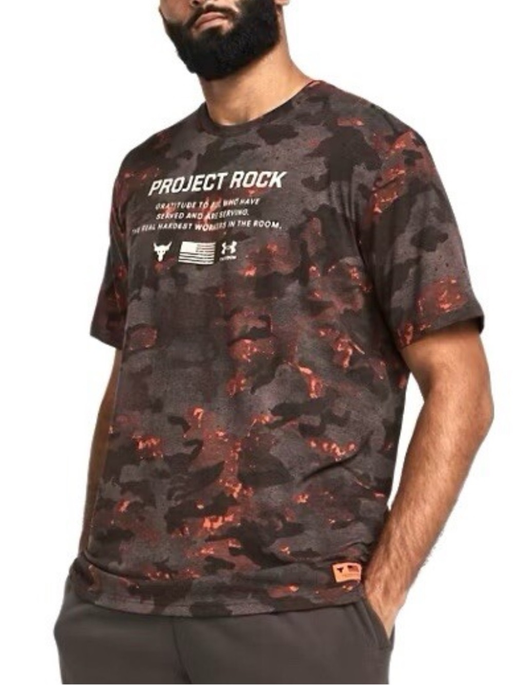Under Armour Project Rock Veterans Day Printed Short Sleeve T-Shirt Men’s Size M